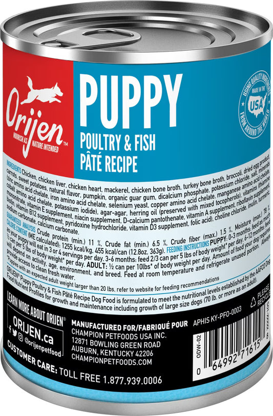 ORIJEN Premium Wet Dog Food Puppy Poultry + Fish Pate Recipe 363g