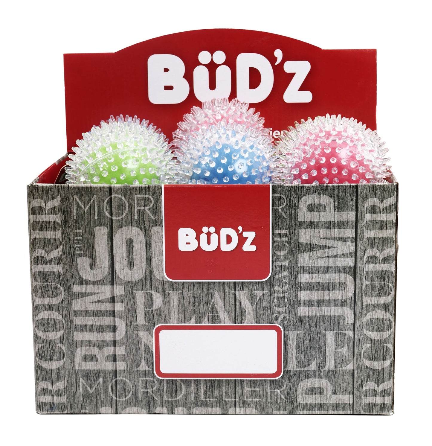 Bud'Z Rubber Toy - Transparent Balls With Spikes, 3 Colors