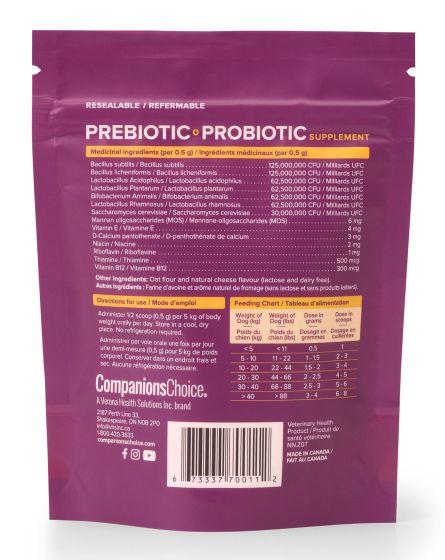 Companions Choice Prebiotic + Probiotic Powder Supplement 125g Dog & Cat