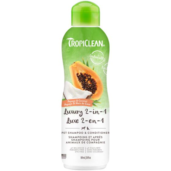 Tropiclean Luxury 2-in-1 Pet Shampoo and Conditioner - Papaya and Coconut