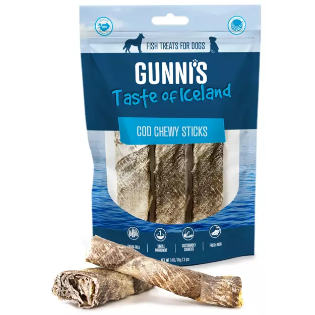 Gunni's Taste of Iceland Cod Skin Chewy Sticks 3pc Bag