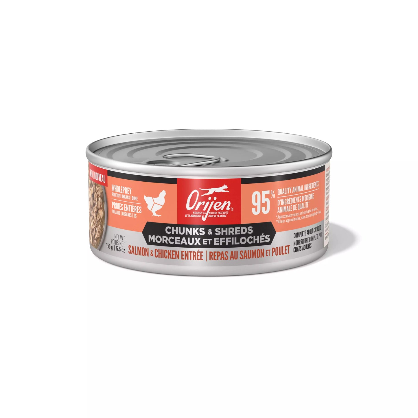 ORIJEN Chunks + Shreds Wet Cat Food Salmon + Chicken Entrée 155g