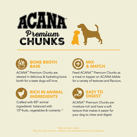 ACANA Premium Chunks Wet Dog Food Poultry Recipe in Bone Broth 363g