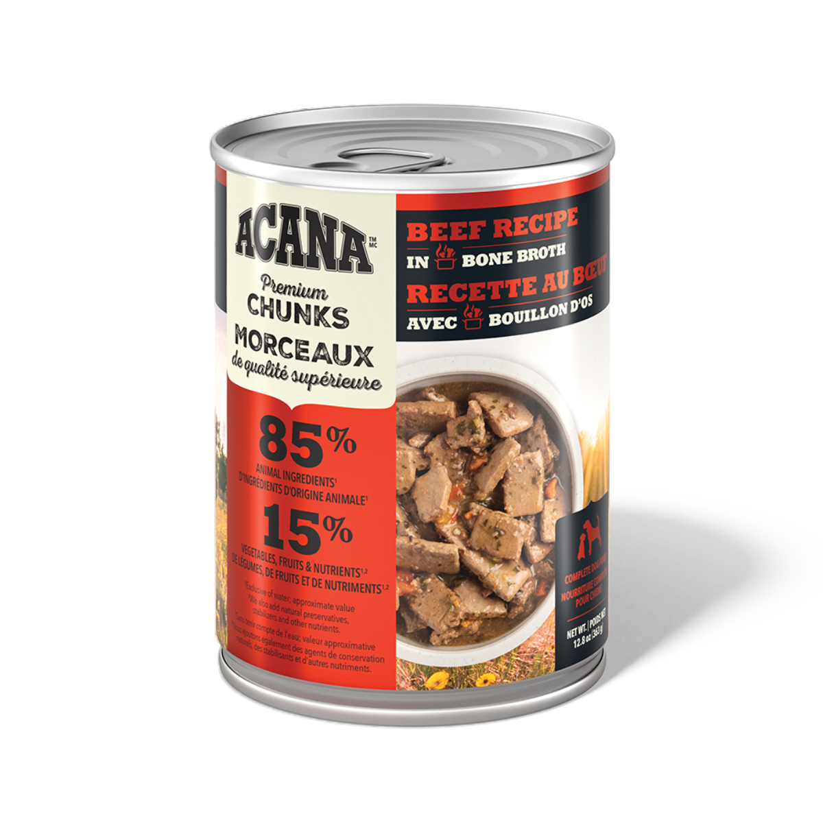 ACANA Premium Chunks Wet Dog Food Beef Recipe in Bone Broth 363g