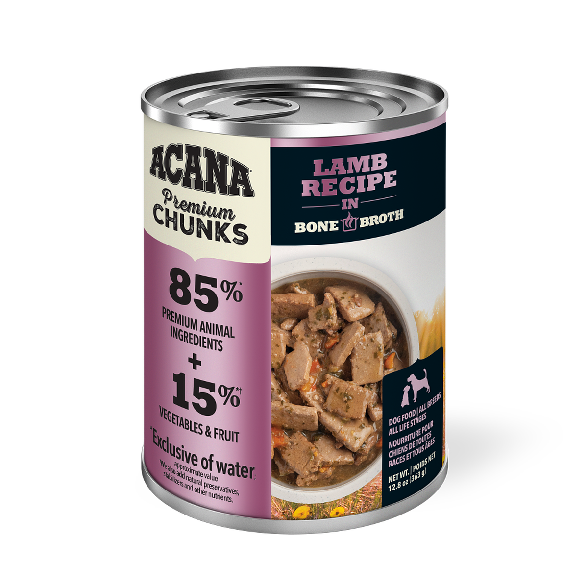 ACANA Premium Chunks Wet Dog Food Lamb Recipe in Bone Broth 363g