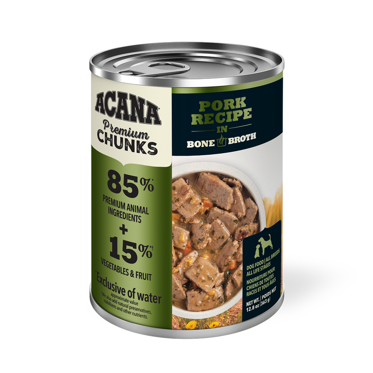 ACANA Premium Chunks Wet Dog Food Pork Recipe in Bone Broth 363g