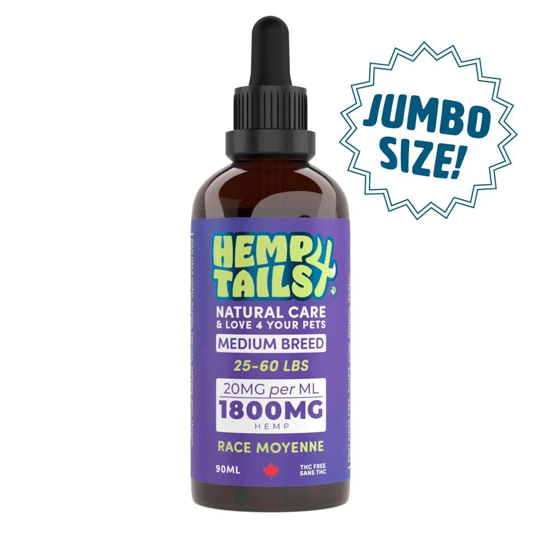 Hemp 4 Tails: JUMBO Medium Breed (25-60lbs) – 1800mg – 90ml