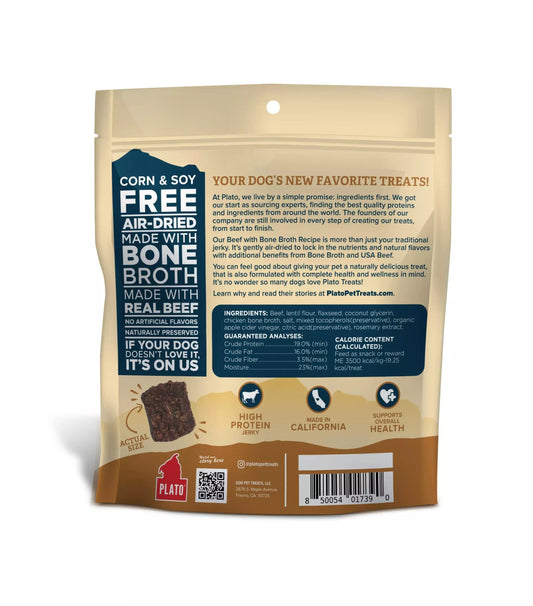 Plato Pet Treats Jerky Bites - Beef with Bone Broth 170g
