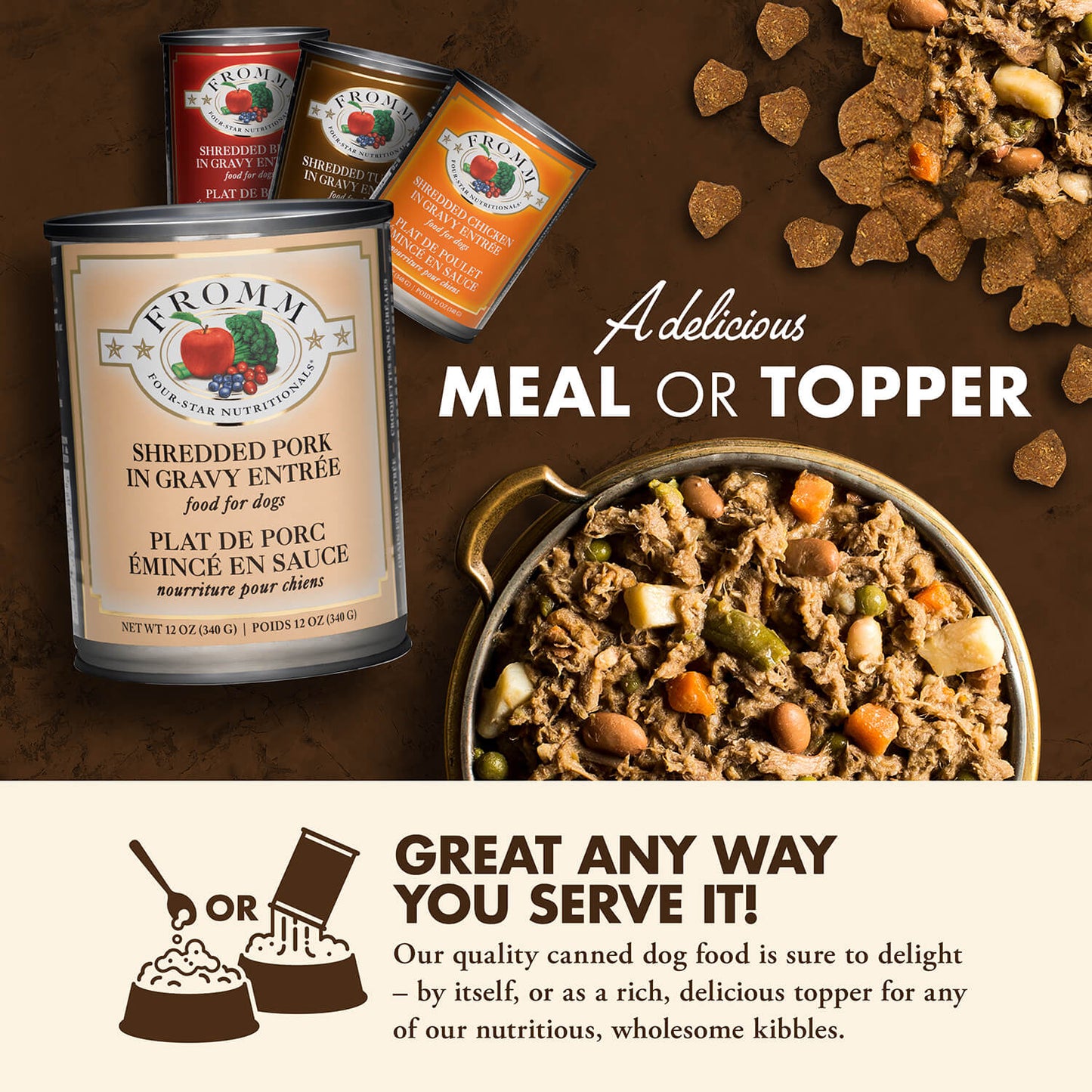 FROMM® FOUR STAR NUTRITIONALS® SHREDDED PORK IN GRAVY ENTRÉE