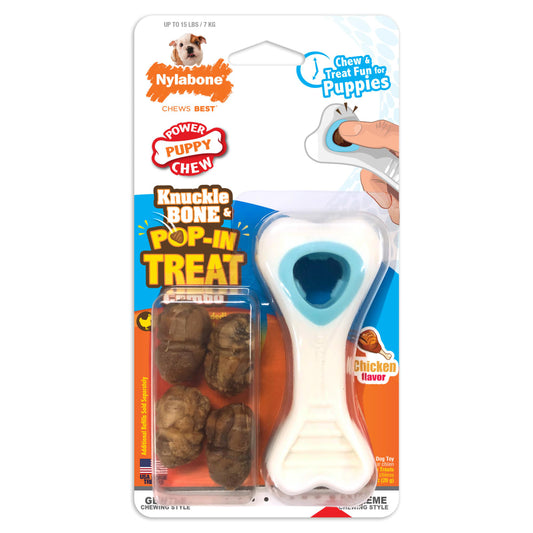 Nylabone Puppy Power Chew Knuckle Bone & Pop-In Treat Toy Extra-Small