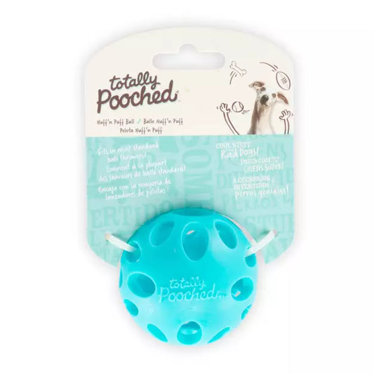 Totally Pooched Huff'n Puff Rubber Ball, Teal