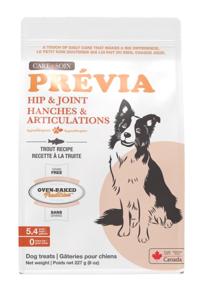 Oven-Baked Tradition Grain Free Care, Prévia Hip & Joint, Trout Recipe Treats Dog