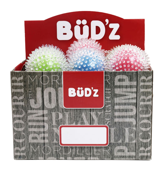 Bud'Z Rubber Toy - Transparent Balls With Spikes, 3 Colors