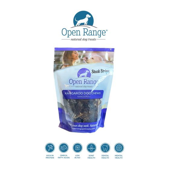 Open Range Kangaroo Steak Strips Dog 5x100g