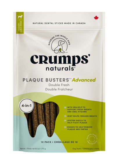 Crumps Plaque Busters Advanced Double Fresh Dental Sticks With Sea Kelp & Mint Dog 10pc