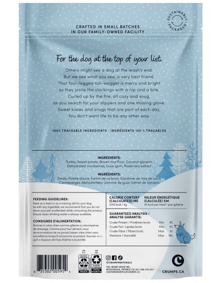 Crumps Holiday Festive Cookies Turkey & Cranberries Treat Dog 270g