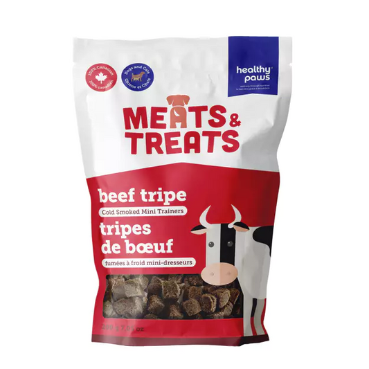 Healthy Paws Meats & Treats - Cold Smoked Tripe Mini Trainers Beef 200g