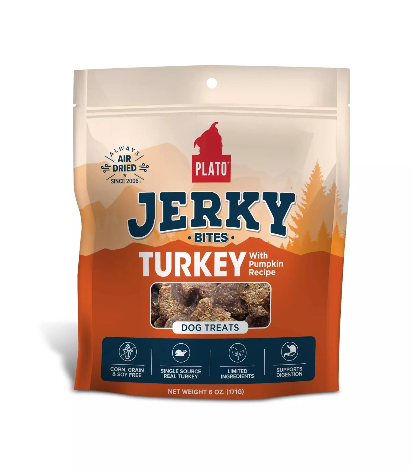 Plato Pet Treats Jerky Bites - Turkey with Pumpkin 170g
