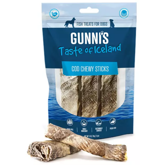 Gunni's Taste of Iceland Cod Skin Chewy Sticks 3pc Bag