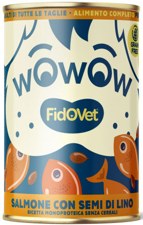 Fidovet Wowow Wet Dog Food Salmon with Flax Seeds