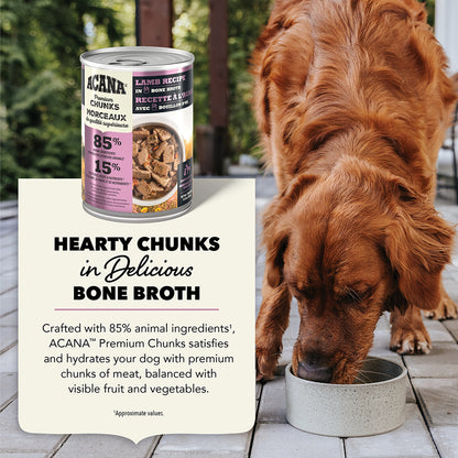 ACANA Premium Chunks Wet Dog Food Lamb Recipe in Bone Broth 363g