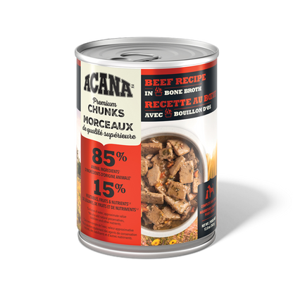 ACANA Premium Chunks Wet Dog Food Beef Recipe in Bone Broth 363g