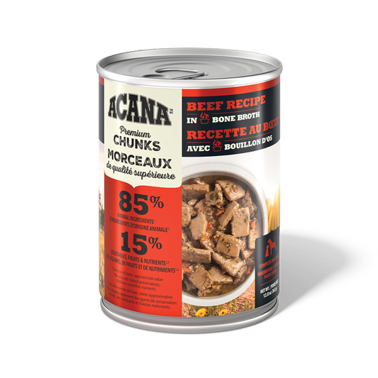 ACANA Premium Chunks Wet Dog Food Beef Recipe in Bone Broth 363g