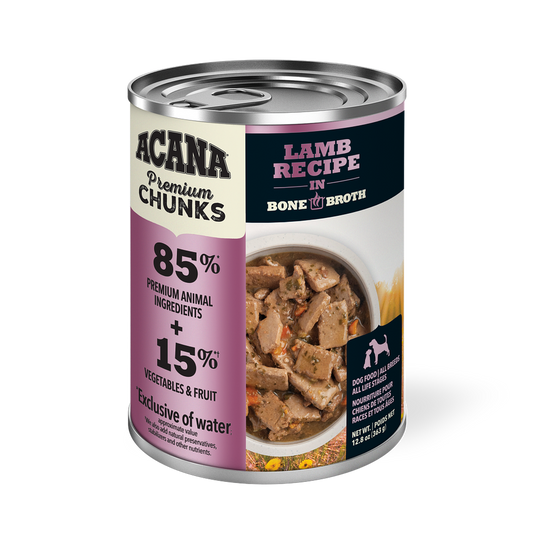 ACANA Premium Chunks Wet Dog Food Lamb Recipe in Bone Broth 363g