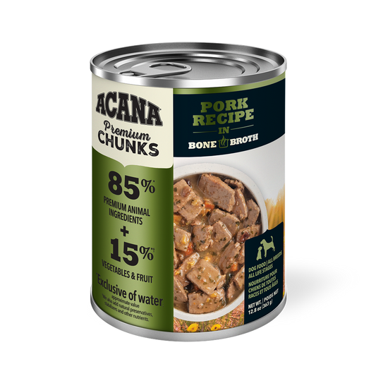 ACANA Premium Chunks Wet Dog Food Pork Recipe in Bone Broth 363g