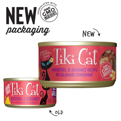 Tiki Cat® Grill™ Mackerel & Sardines Recipe in Calamari Consommé Wet Cat Food