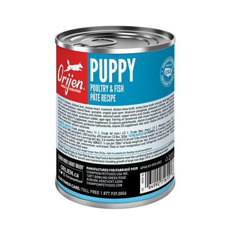 ORIJEN Premium Wet Dog Food Puppy Poultry + Fish Pate Recipe 363g