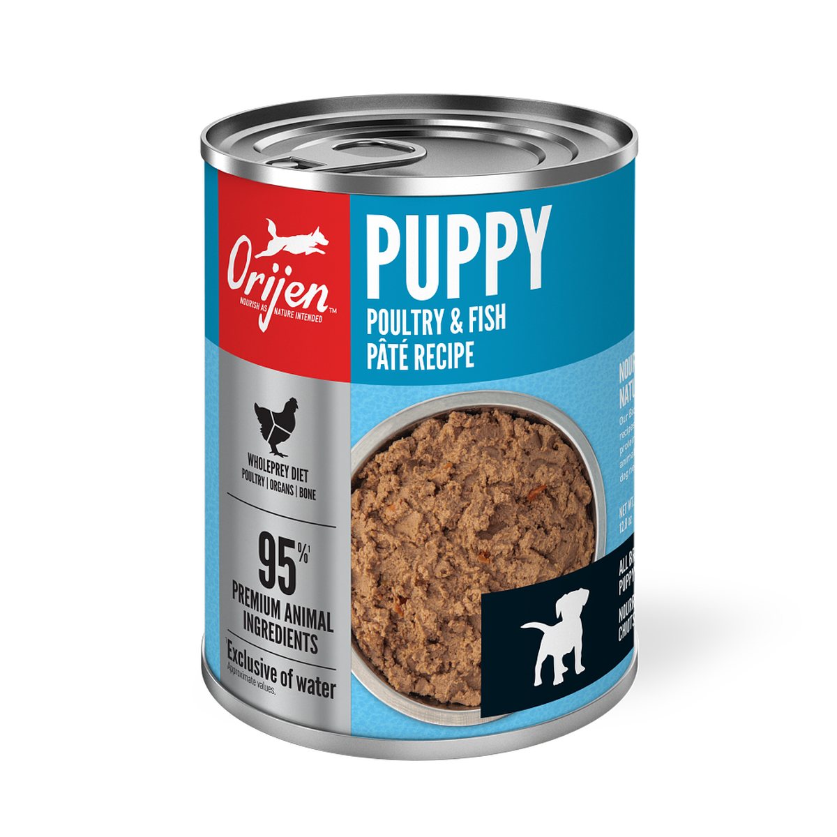 ORIJEN Premium Wet Dog Food Puppy Poultry + Fish Pate Recipe 363g