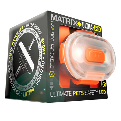 Max & Molly Urban Pets Matrix Ultra LED Rechargeable Safety Light Orange