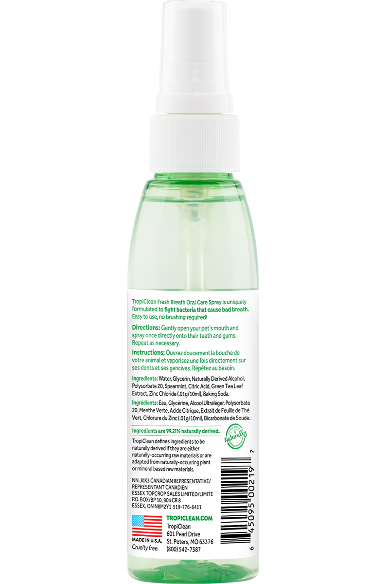 Tropiclean Fresh Breath Oral Care Spray for Pets 4oz