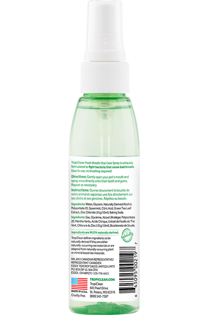 Tropiclean Fresh Breath Oral Care Spray for Pets 4oz