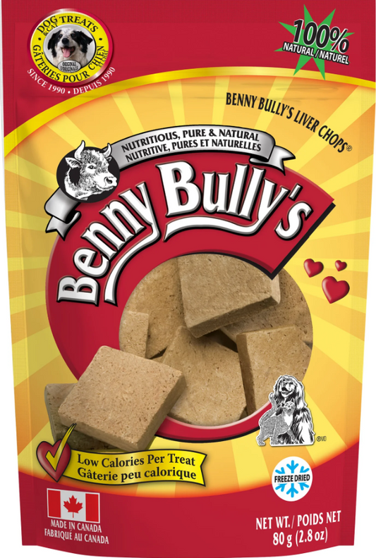 Benny Bullys Liver Chops Original Dog 80g