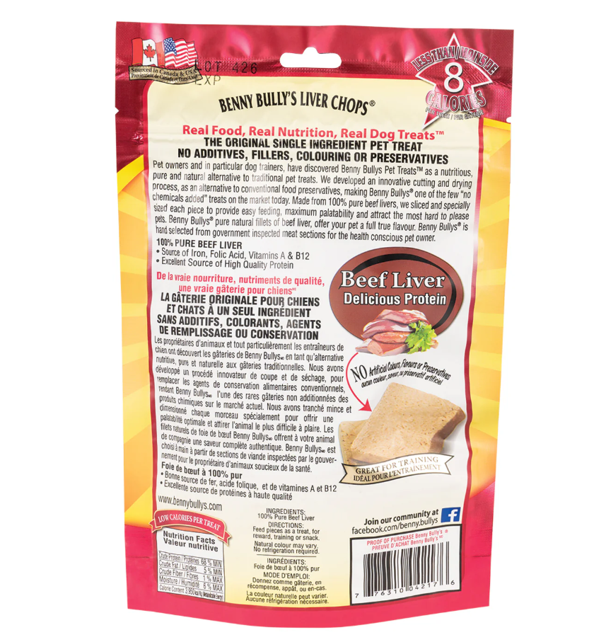 Benny Bullys Liver Chops Original Dog 80g
