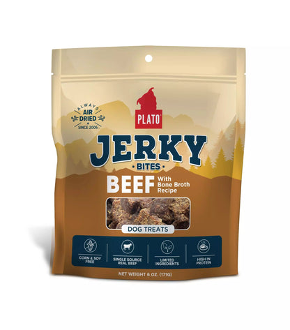 Plato Pet Treats Jerky Bites - Beef with Bone Broth 170g