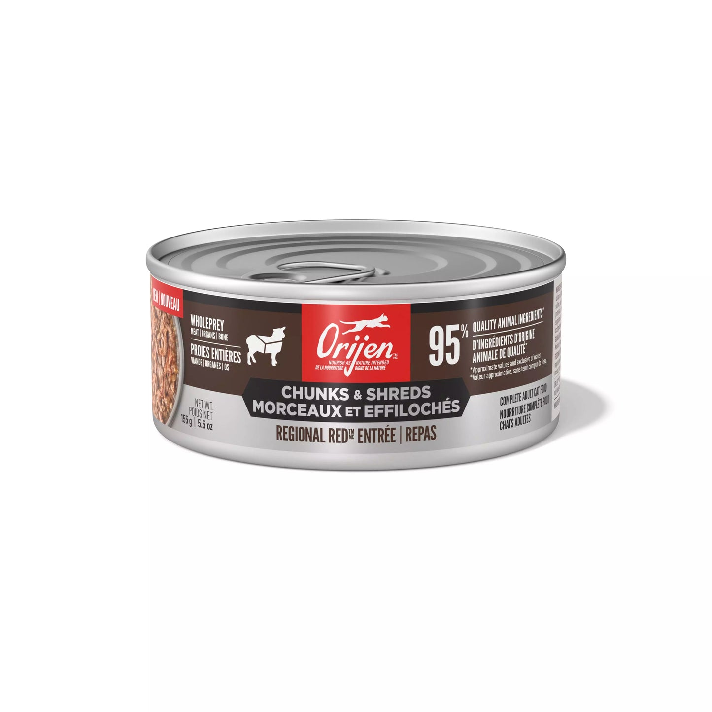 ORIJEN Chunks + Shreds Wet Cat Food Regional Red Entrée 155g