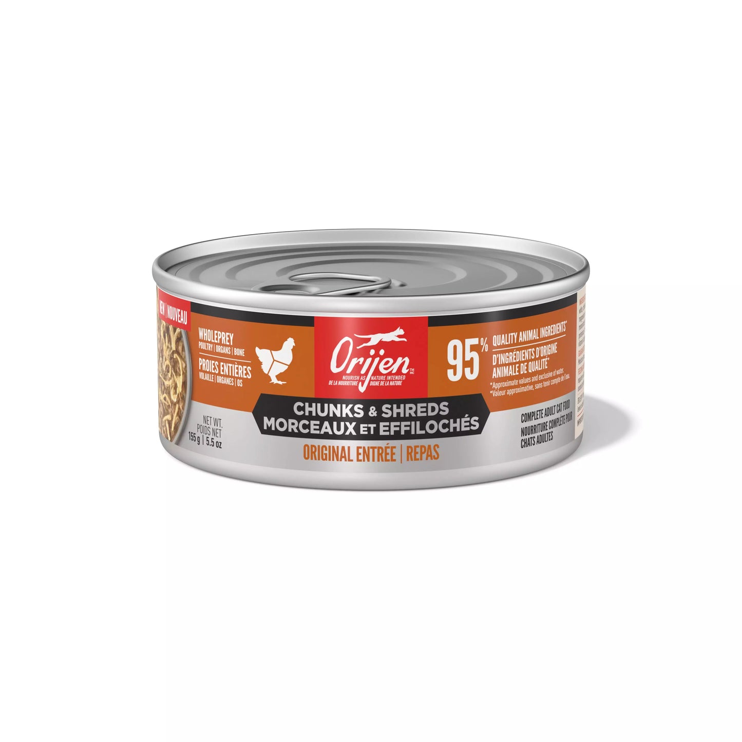 ORIJEN Chunks + Shreds Wet Cat Food Original Entrée 155g