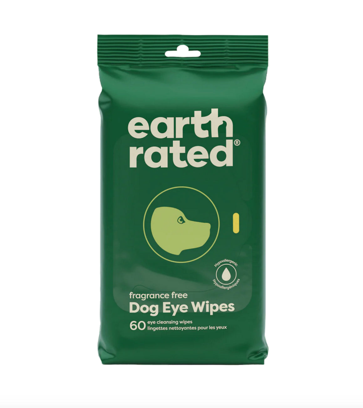 earth rated® Fragrance Free Dog Eye Wipes, Eye Cleansing Wipes (60ct)
