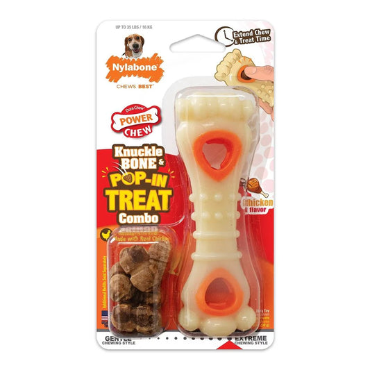 Nylabone Power Chew Knuckle Bone & Pop-In Treat Toy Chicken Extra-Small