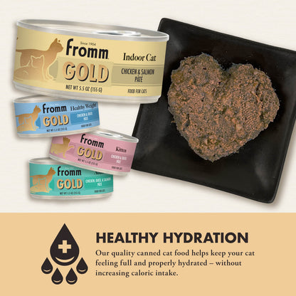 FROMM® GOLD INDOOR CAT HAIRBALL CONTROL CHICKEN & SALMON PÂTÉ FOOD FOR ADULT CATS